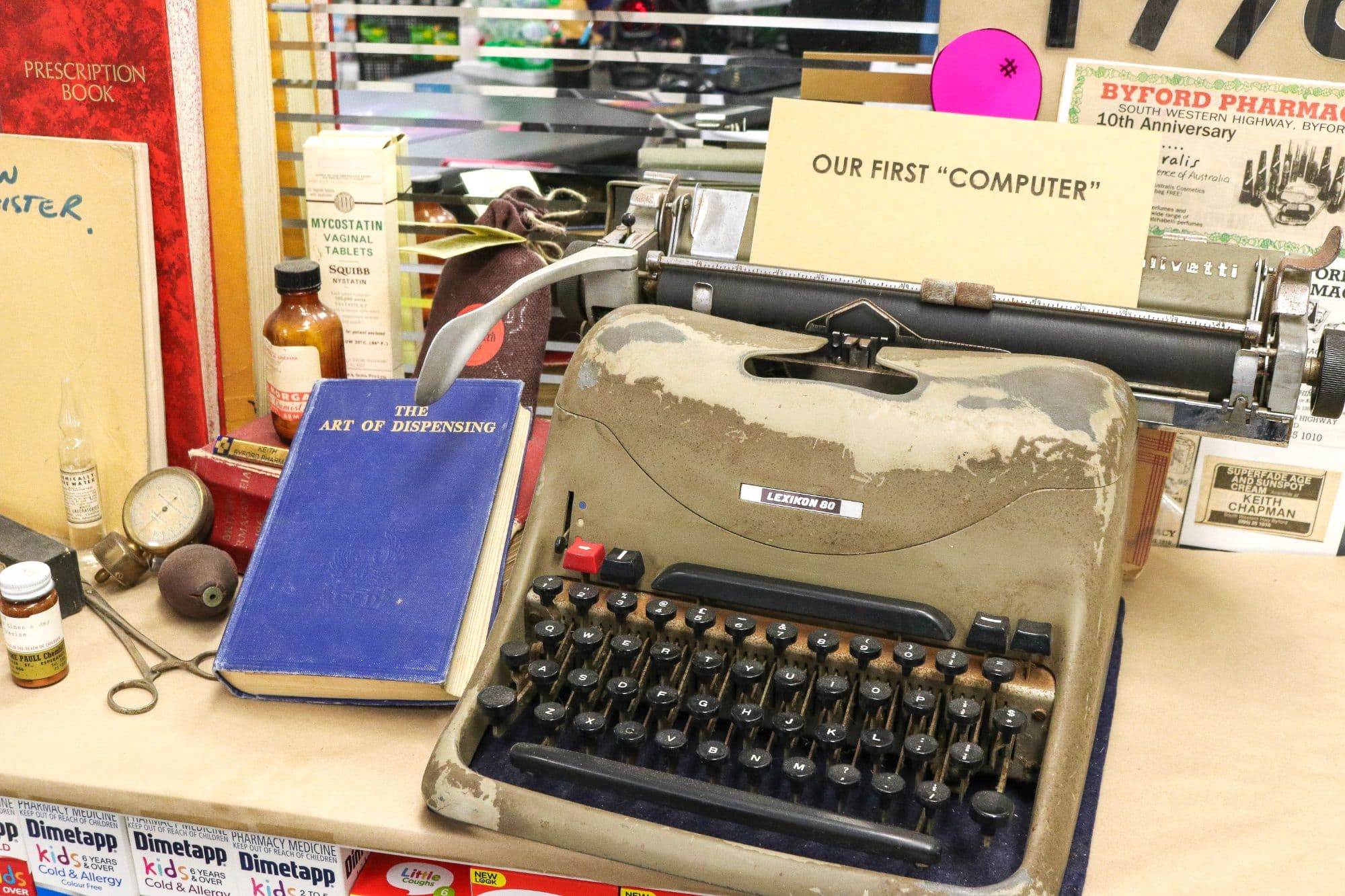 The original typewriter at Byford Pharmacy